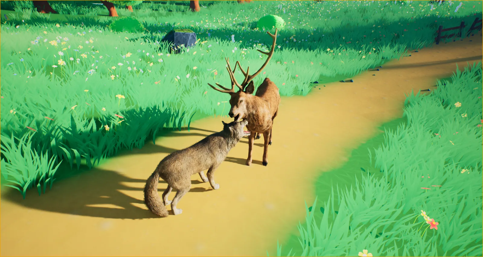 Wolf attacking prey in the wildlife AI behavior tree
